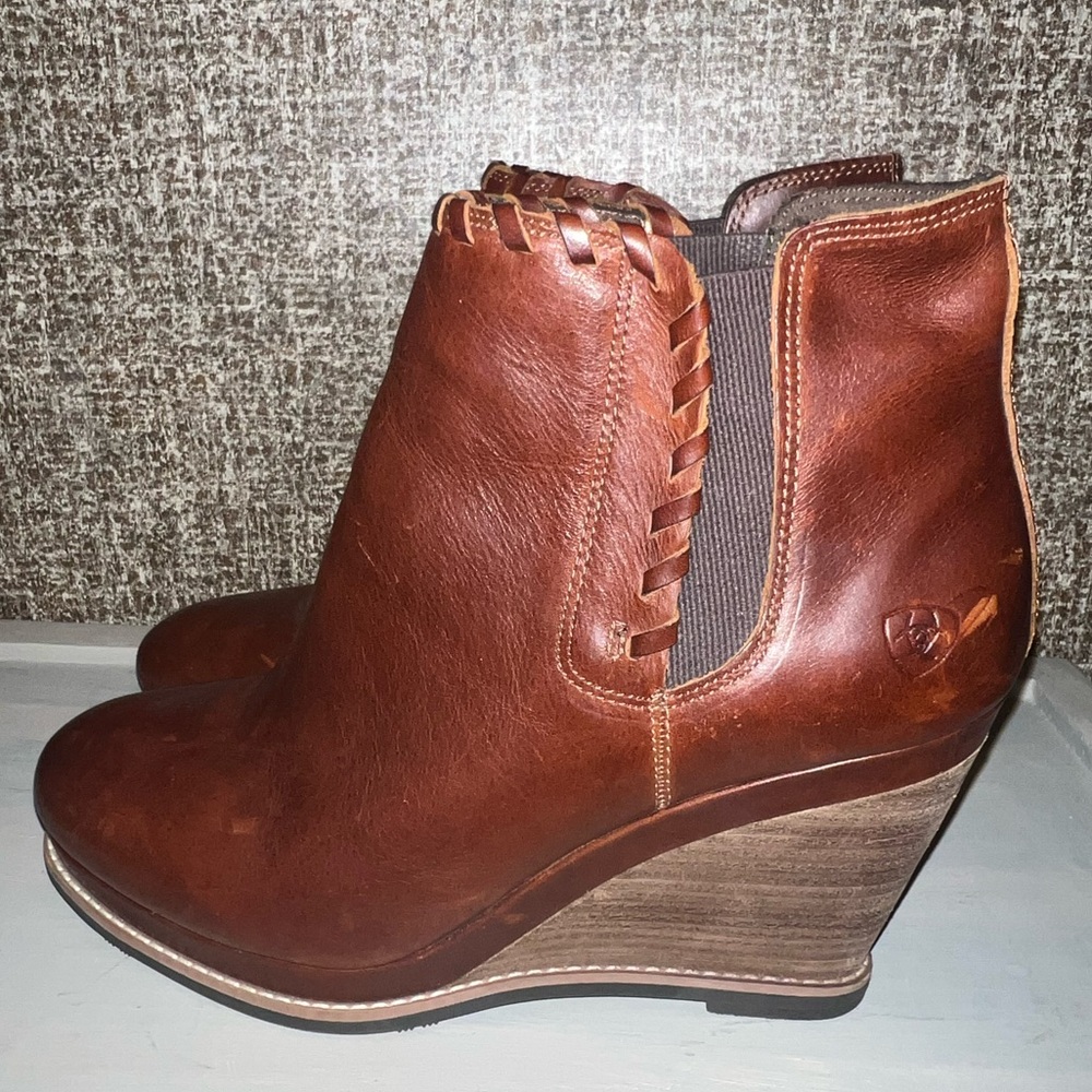 Ariat Tan Leather Wedge Boots